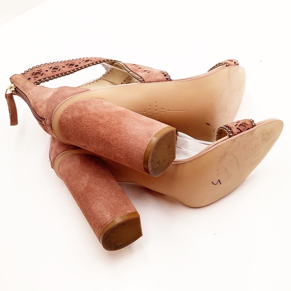 {Zara Woman} Embellished Suede Strapped Heels - Picture 13 of 16